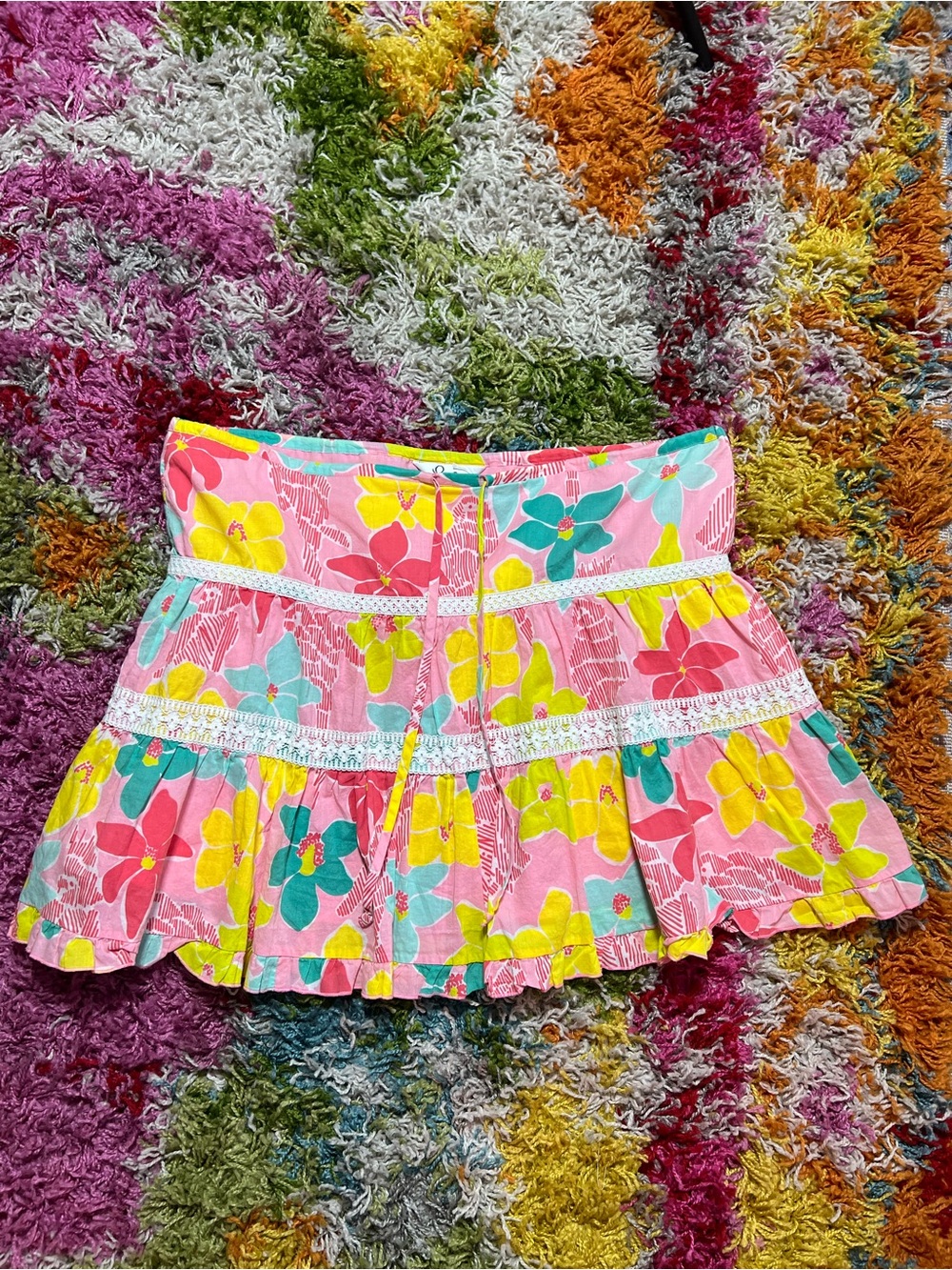 Vintage Lilly Pulitzer Pink Tropical Print Mini Skirt